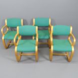 A set of four Danish bent ply chairs by Rud Thygesen and Johnny Sorensen for Magnus Olesen, designed