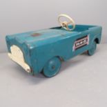 A vintage painted metal child's pedal car. Length 88cm.