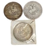 2 George III silver crowns 1890, 1820 and an 1821 George IV crown