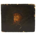 An late 18th/early 19th century miniature portrait oil on panel, with optical illusion inverted