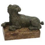 A patinated bronze figural Spaniel dog sculpture, on simulated marble base, base length 12cm No