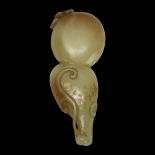 A Chinese carved jade double gourd snuff bottle, length 7cm Good condition