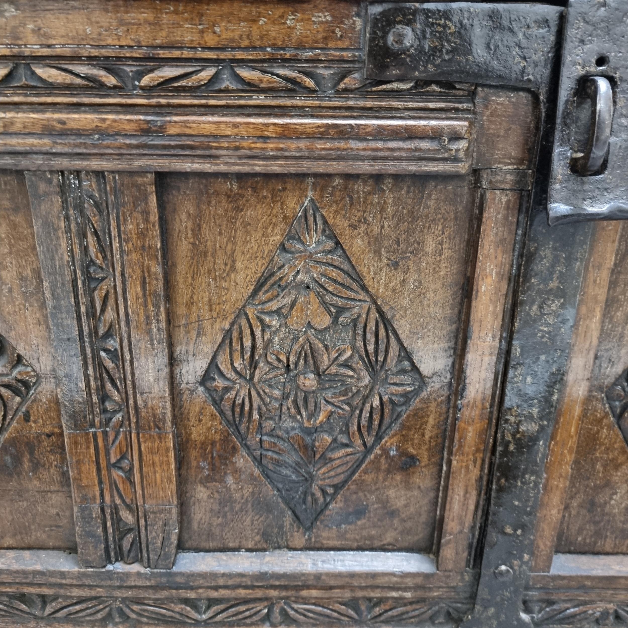 An Italian 18th century walnut Cassonne, carved detail to front and sides, 128 x 60cm, height 58cm - Image 2 of 3