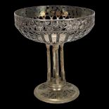 A large German Art Nouveau silver plated tazza centre piece, with pierced and relief cast floral