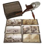 Italy Through The Stereoscope stereoview cards and Holmes Bates type viewer, by Underwood &