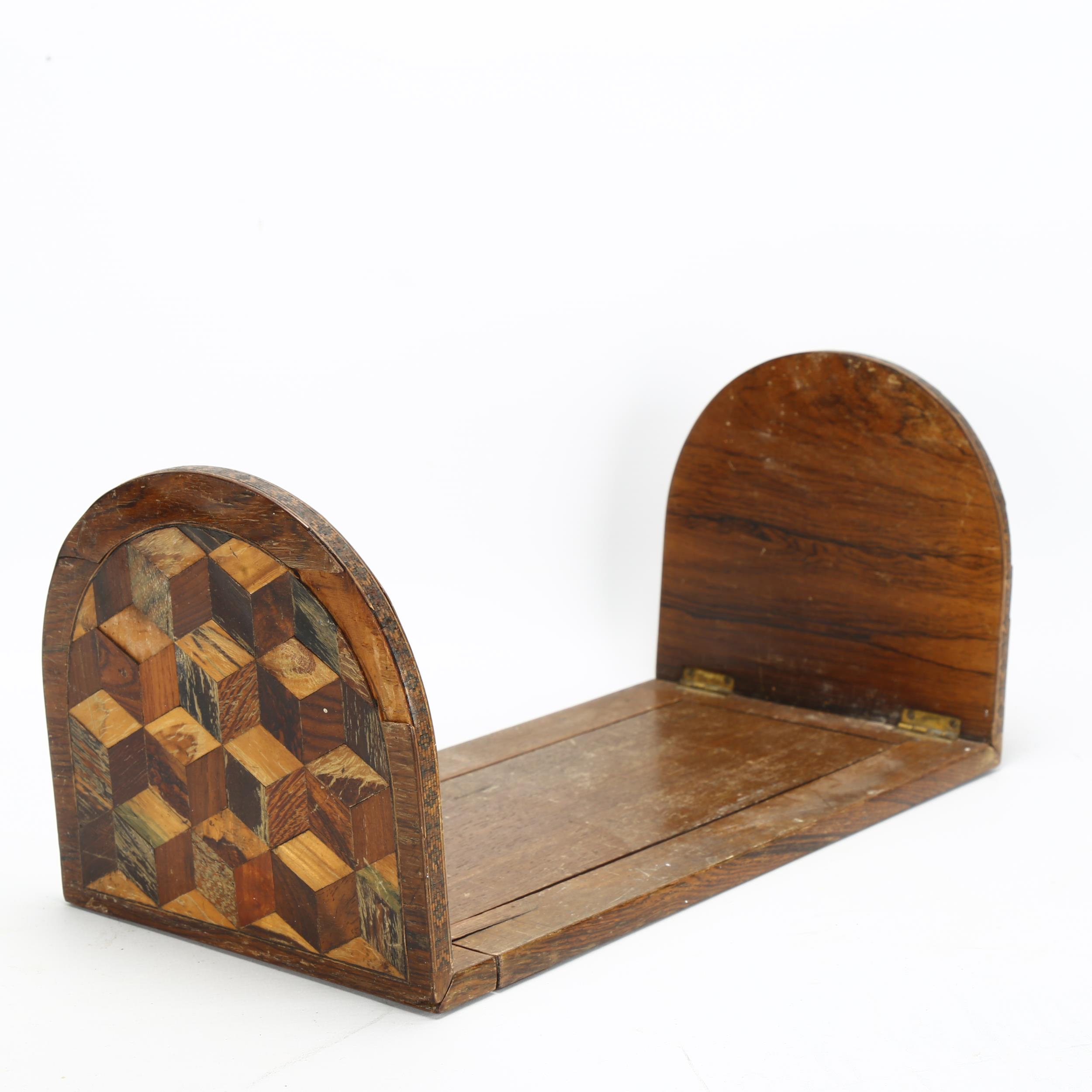 A 19th century Tunbridge Ware specimen wood parquetry inlaid rosewood tumbling cube sliding book - Image 2 of 3
