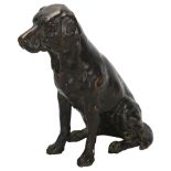 An early 20th century patinated bronze Labrador dog, signed to foot, dated 26/9/34, height 18cm Good