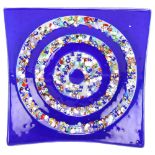 A Murano slab glass dish with Millefiori inserts, 27.5cm square Good condition, no chips or cracks