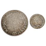 A Charles II 1663 silver shilling and 1683 silver twopence