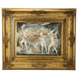 A Neo-classical Revival carved relief faux marble panel of cherubs, in gilt frame, panel size 39 x