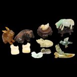 A collection of Chinese hardstone carvings of animal forms (11) Most in good condition, some minor