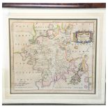 2 x 17th/18th century hand coloured maps by Robert Morden, of Worcestershire and Leicestershire, map