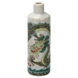 A Chinese famille verte miniature 'Dragon' porcelain scent bottle, depicting dragon chasing a