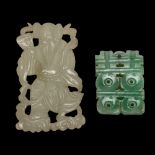 2 Chinese jade pendants, longest 3.5cm Good condition