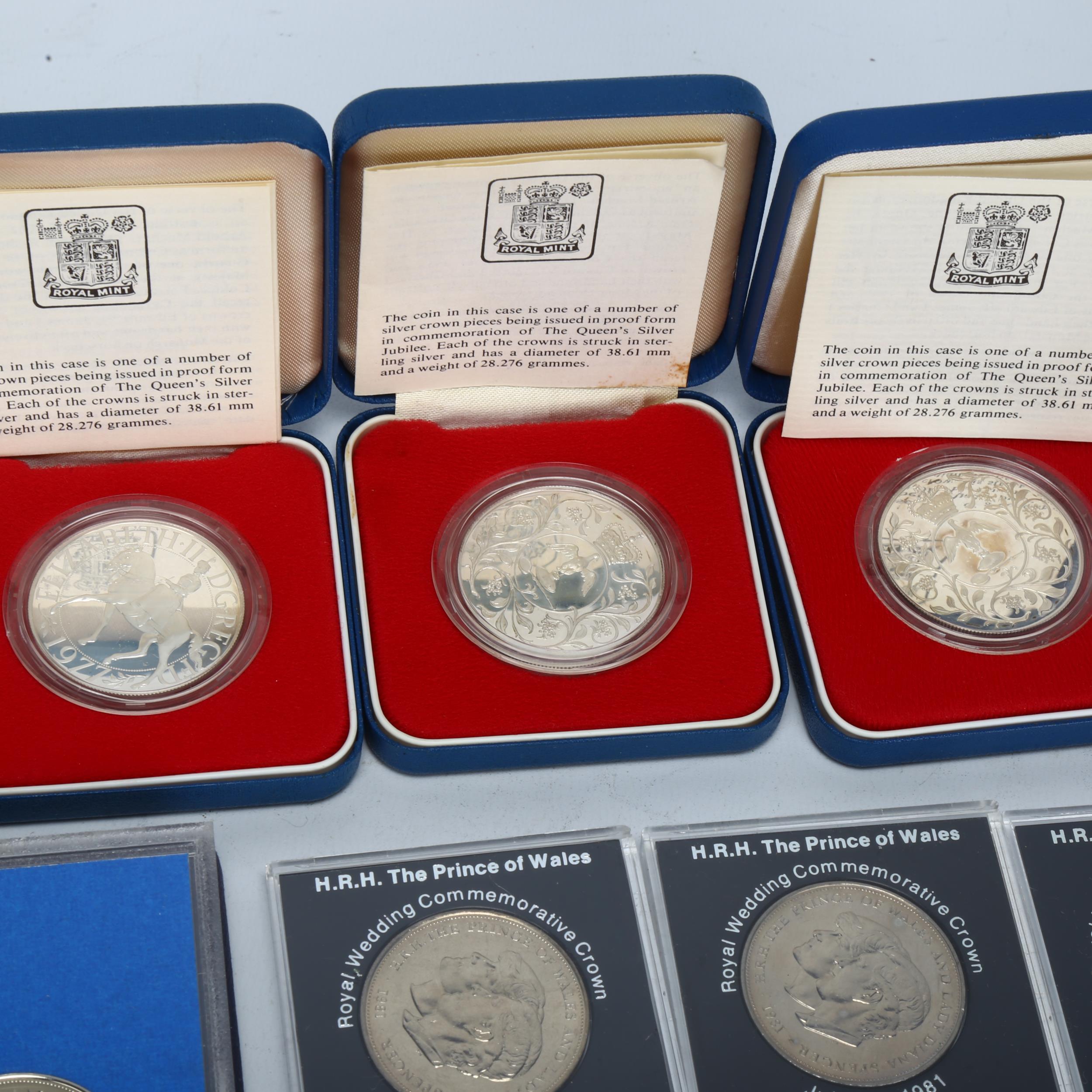 A collection of British commemorative coins, 3 silver proof crowns and Victoria Diamond Jubilee - Image 2 of 3