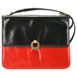 RAYNE - a lady's Vintage crimson and black leather handbag, 24cm x 18cm A few light surface marks