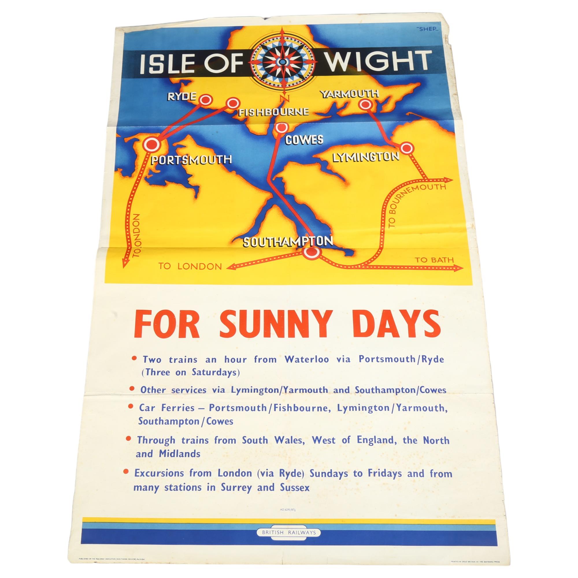 RAILWAY INTEREST - a British Railways advertising poster, circa 1950s, for Isle of Wight, printed at