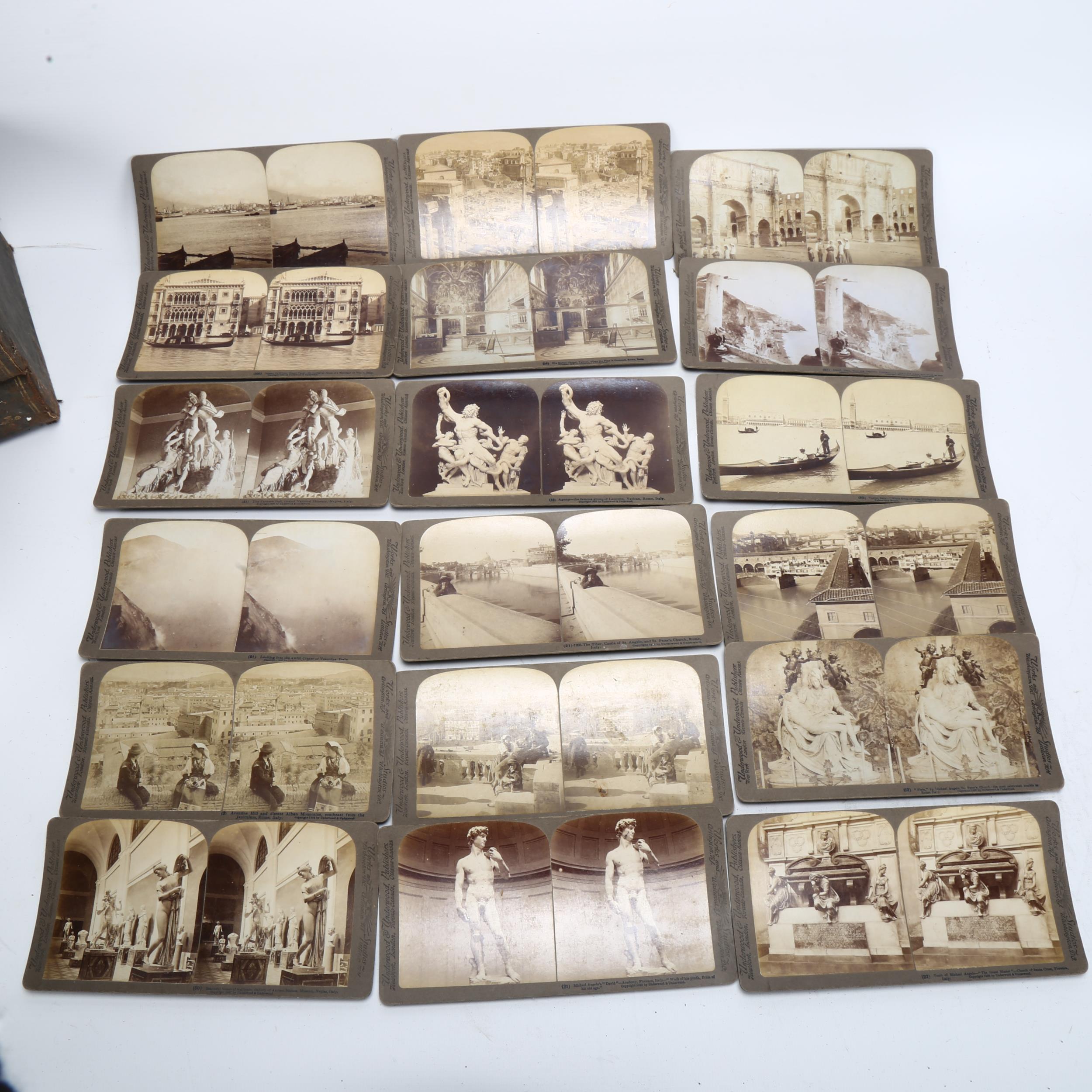 Italy Through The Stereoscope stereoview cards and Holmes Bates type viewer, by Underwood & - Image 3 of 3