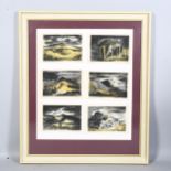 John Piper, 6 original lithographs in common frame, circa 1944, scenes from Wales, 21cm x 14cm