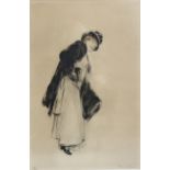 Drian (1885-1961), a dry point etching in colours, limited edition, 75/100, French woman in hat,