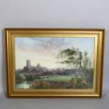 Arthur Gordon (circa 1883-1944), cathedral from countryside, watercolour, signed and dated 1899,