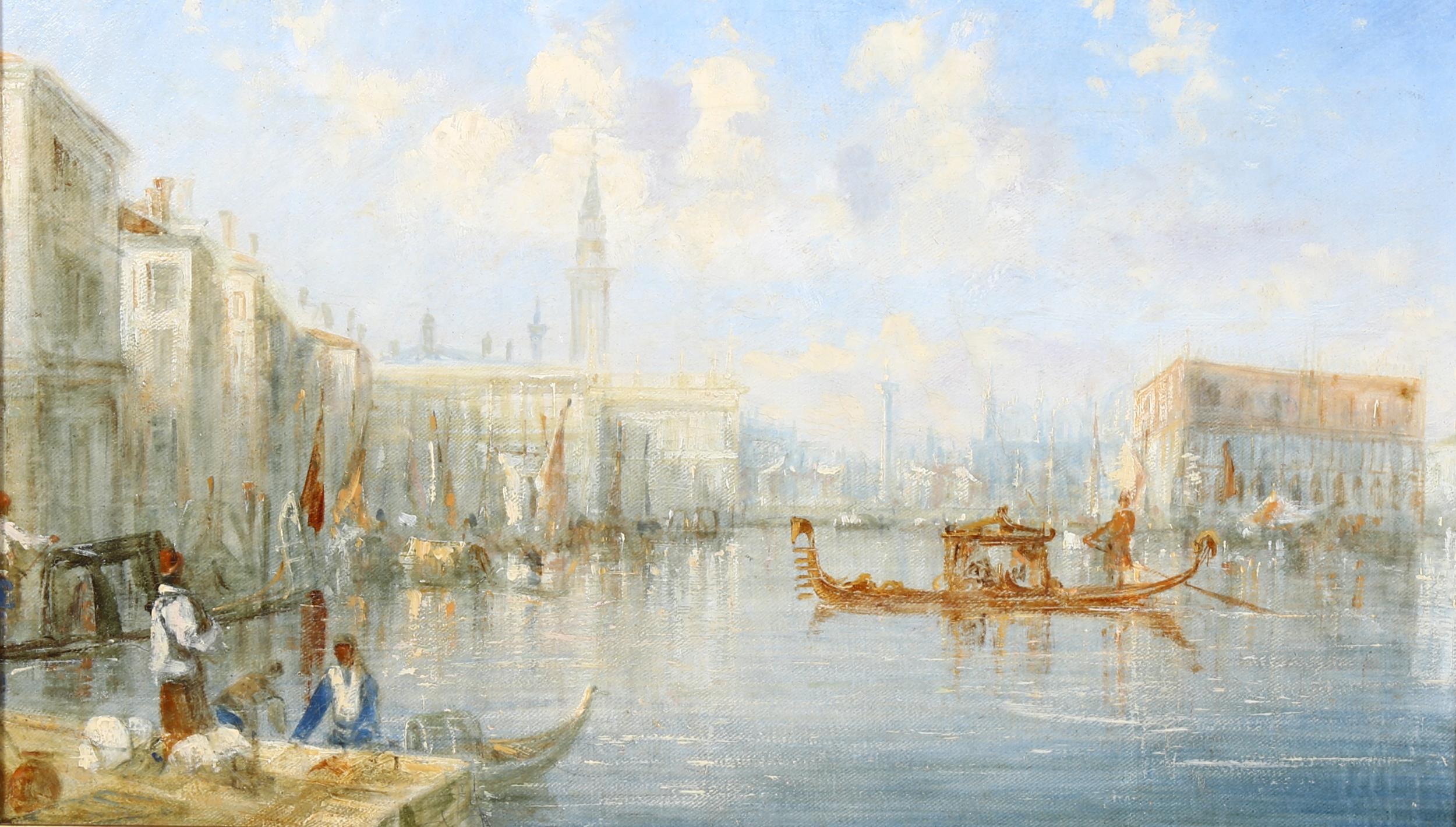 European School, Venetian Canal Scene, unsigned, oil on canvas, 28cm x 50cm, framed (unglazed). - Image 2 of 4