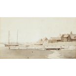 Douglas Ion Smart (1879-1970), estuary scene, watercolour, signed, label verso, 29 x 17cm, framed