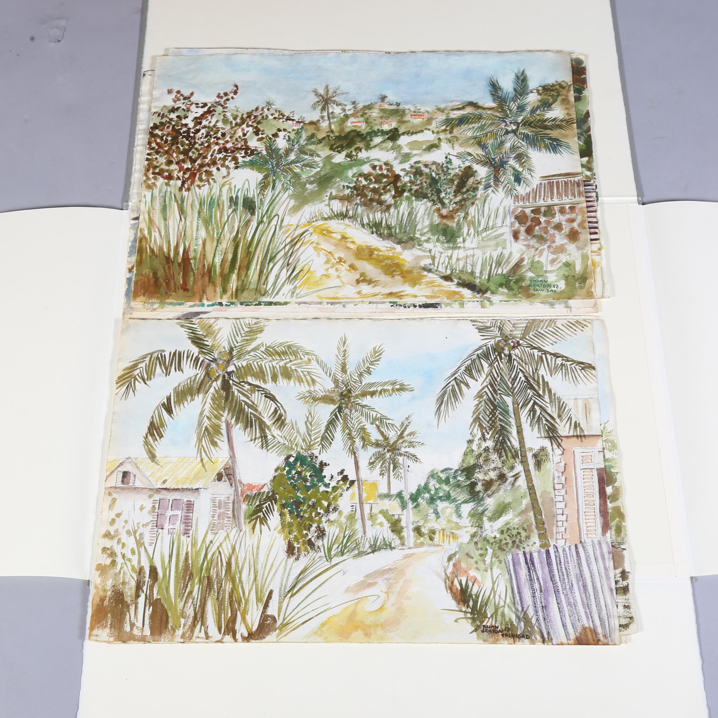 Brian Seaton, 20th Century folio of 13 watercolours, views of Trinidad, signed and dated 1957, - Image 3 of 4