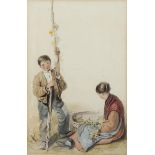 19th century Continental portrait of boy and girl, 20cm x 30cm, framed Slight discolouration to