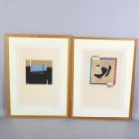 A pair of late 20th century limited edition abstract prints, a indistinctly signed and numbered,