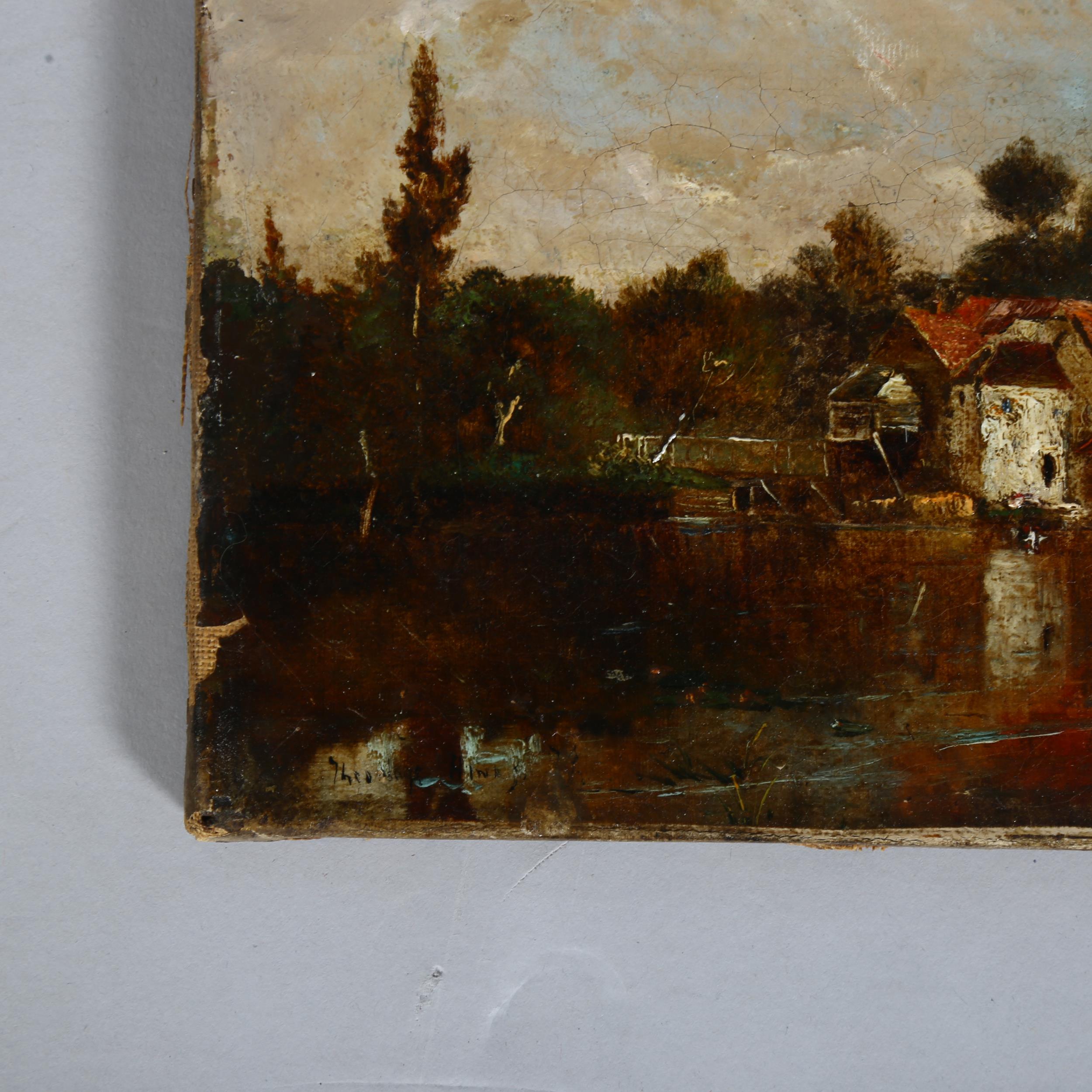 Theodore Hines (1860-1889), study of a mill 1879, oil on canvas, signed, 23cm x 15cm, unframed - Image 3 of 4