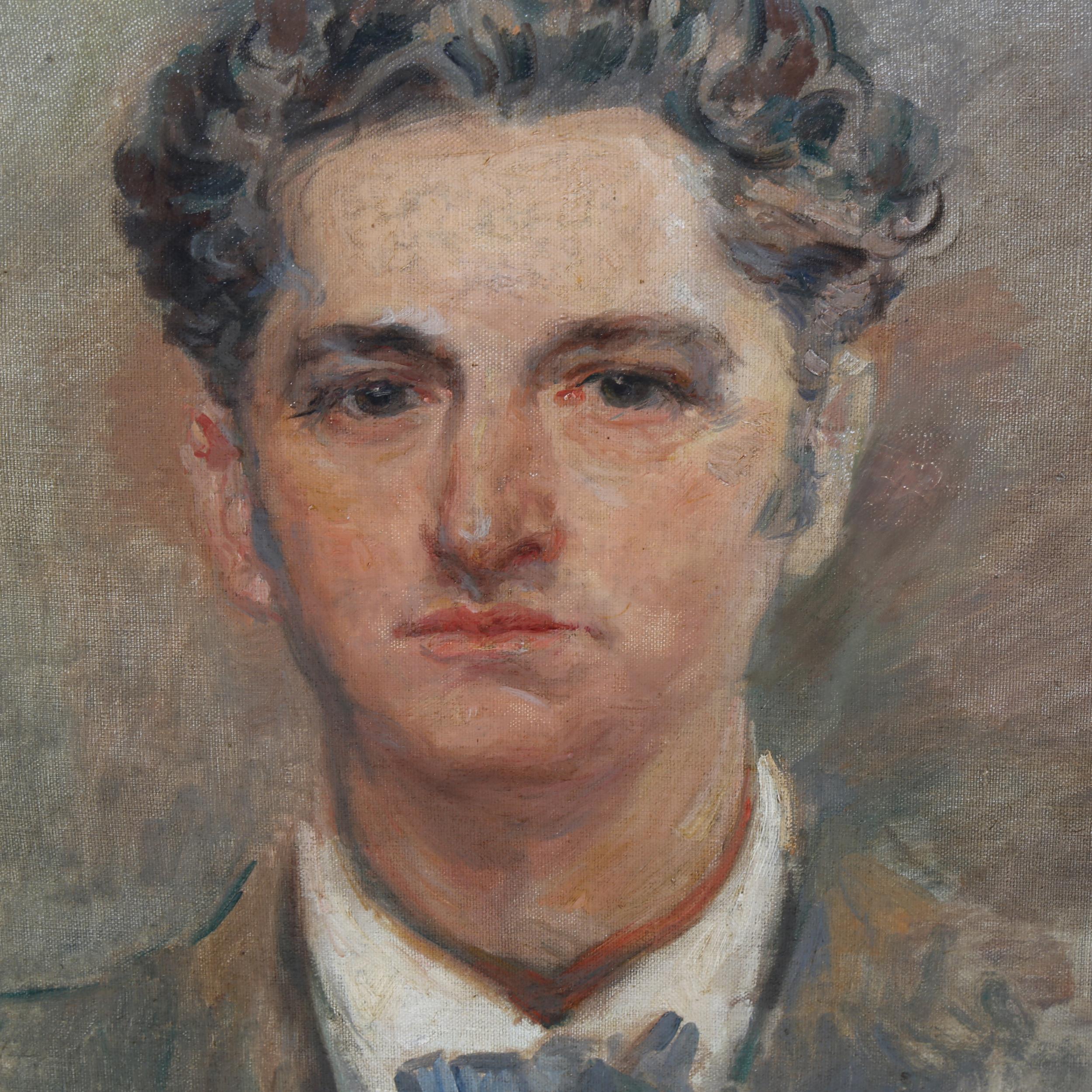 20th Century French School, oil on canvas , 'Portrait of a Man', unsigned, 44cm x 37cm, framed ( - Image 3 of 4