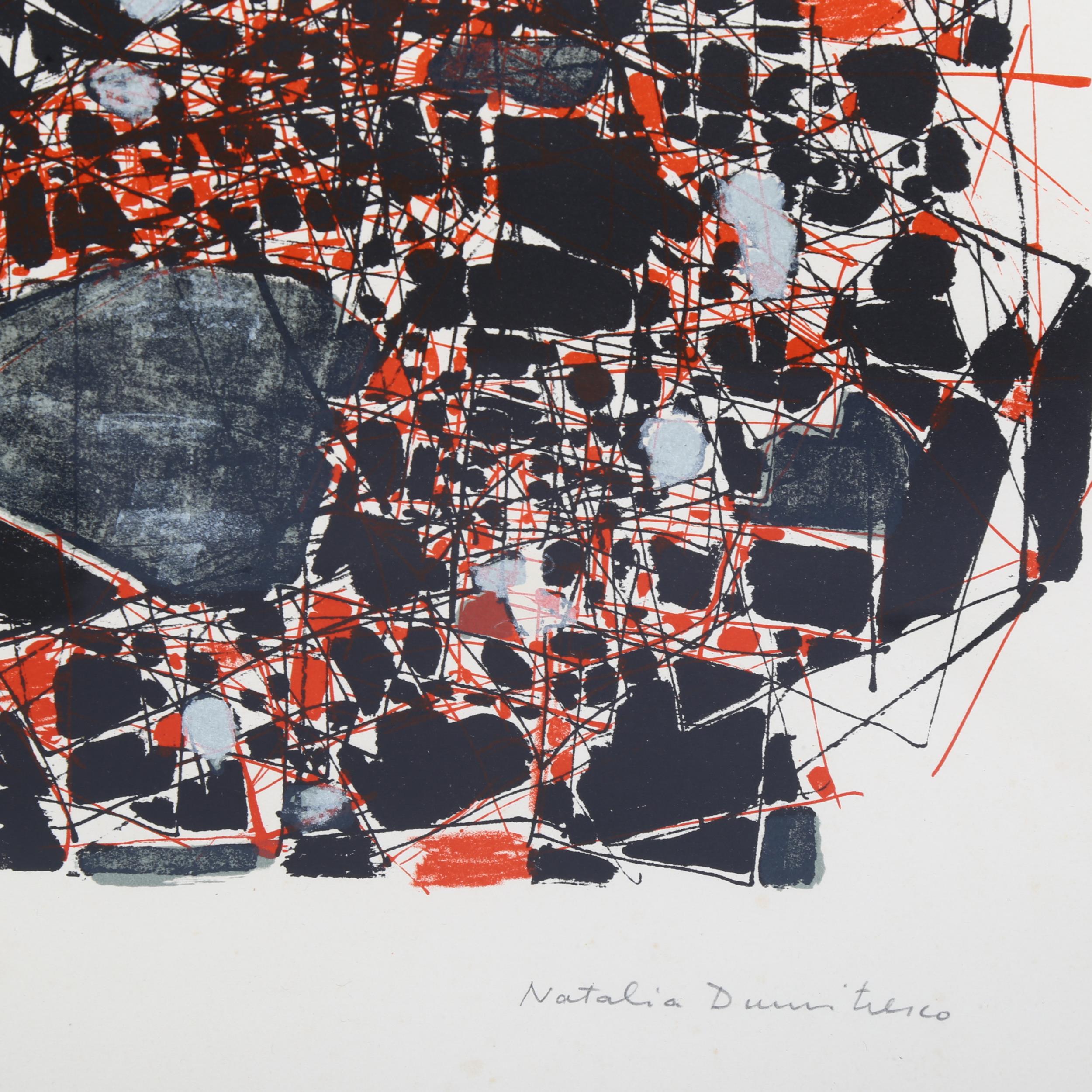 Three European abstract prints: (1) a 1960s French School etching by Pierre Dmitrienko, (2) a - Image 3 of 4