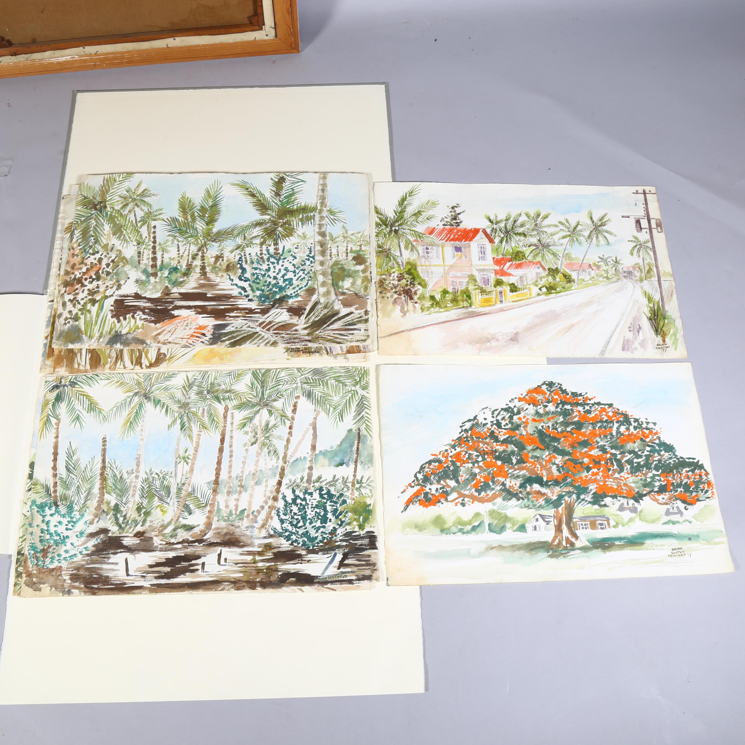 Brian Seaton, 20th Century folio of 13 watercolours, views of Trinidad, signed and dated 1957, - Image 4 of 4