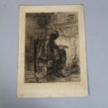 Jozef Israels (1824-1911), etching (The Hearth), 38cm x 28cm, unframed Some foxing and