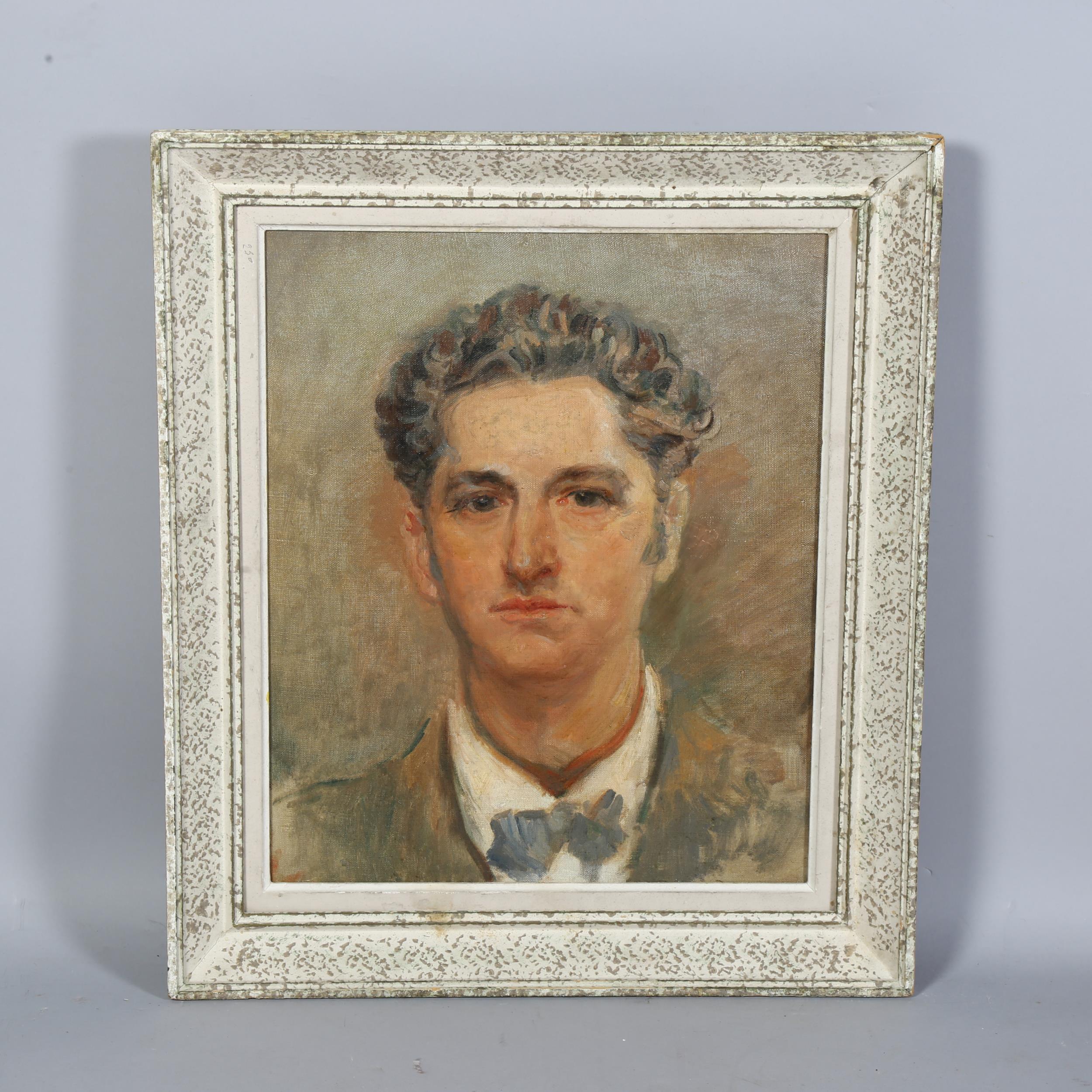 20th Century French School, oil on canvas , 'Portrait of a Man', unsigned, 44cm x 37cm, framed (