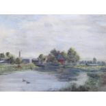 Percy Lancaster (1878-1951), River Ouse near Lewes, Sussex 1931, watercolour, signed and dated, 27cm