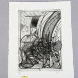 Berhard Luginbuhl, abstract etching, signed and numbered, this etching c.1968, image size 17cm x