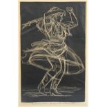 Frank Howes (1916-1989), woodblock print of dancing figure, signed and dated 1956, framed, 54cm x