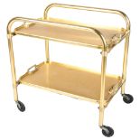 A mid-century Lumium anodised aluminium folding trolley or bar cart, with removeable trays, and