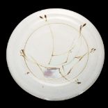 A studio pottery plate with abstract design, signed to base, diameter 28cm Good condition, no chips,