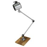 A bench mount articulated medical/industrial lamp with halogen fitting, extended height 110cm