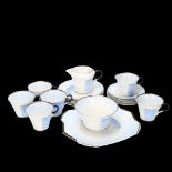 A Shelley Art Deco Regent tea set in the lines and circles pattern, 15 pieces Overall good condition