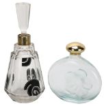 An Art Deco perfume bottle and an etched Nina Ricci flower bottle, tallest 23cm Nina Ricci,