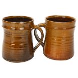 Clive Bowen, a pair of studio pottery mugs, makers mark to base, height 10.5cm Good condition, no