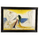 A photographic print of Pablo Picasso "Sur La Plage" 1961, framed, overall size 77 x 53cm Good