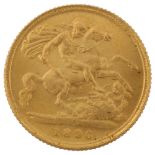 A Queen Victoria 1896 gold half sovereign coin, 3.9g No damage, general surface wear to high points