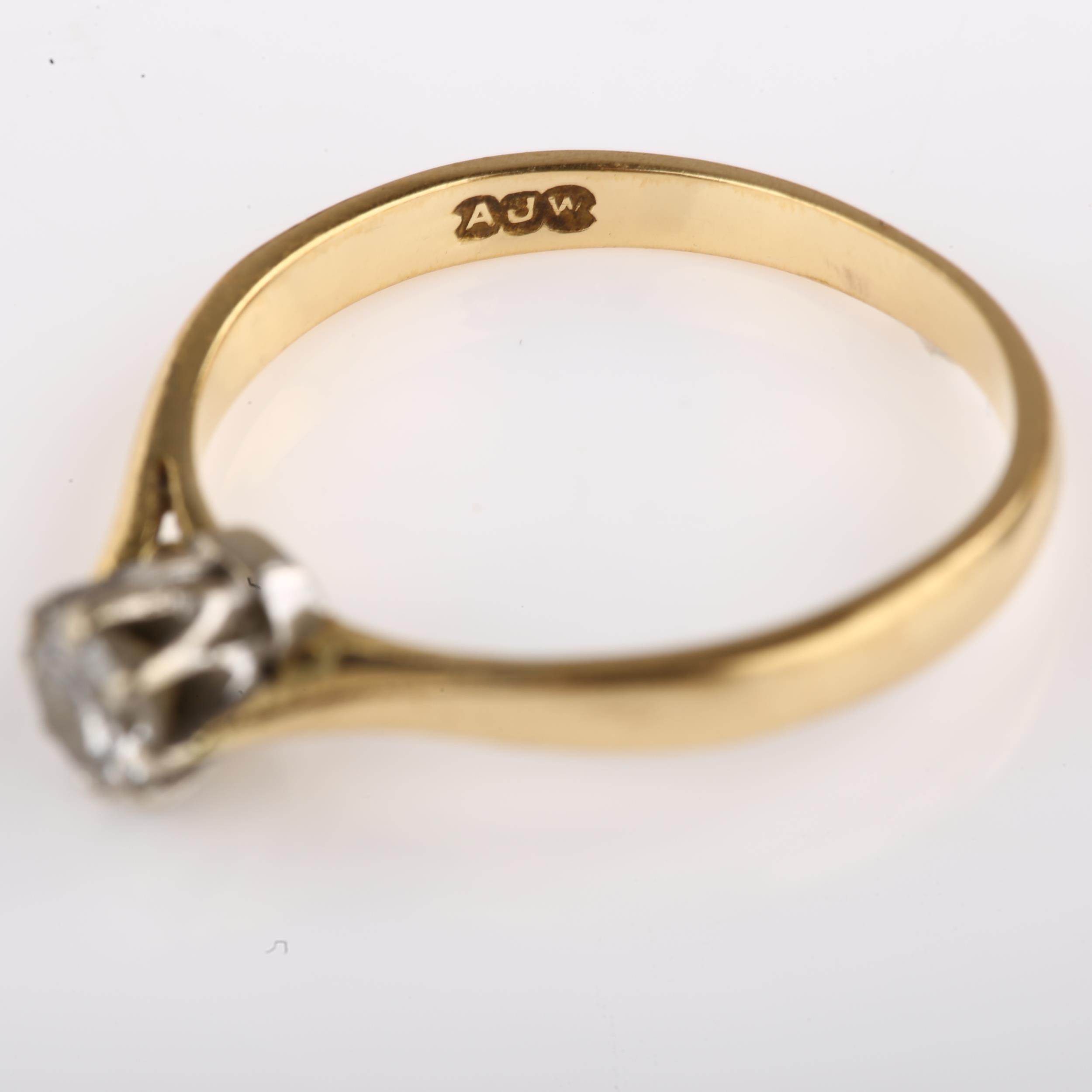 An 18ct gold 0.3ct solitaire diamond ring, claw set with modern round brilliant-cut diamond, - Image 3 of 4