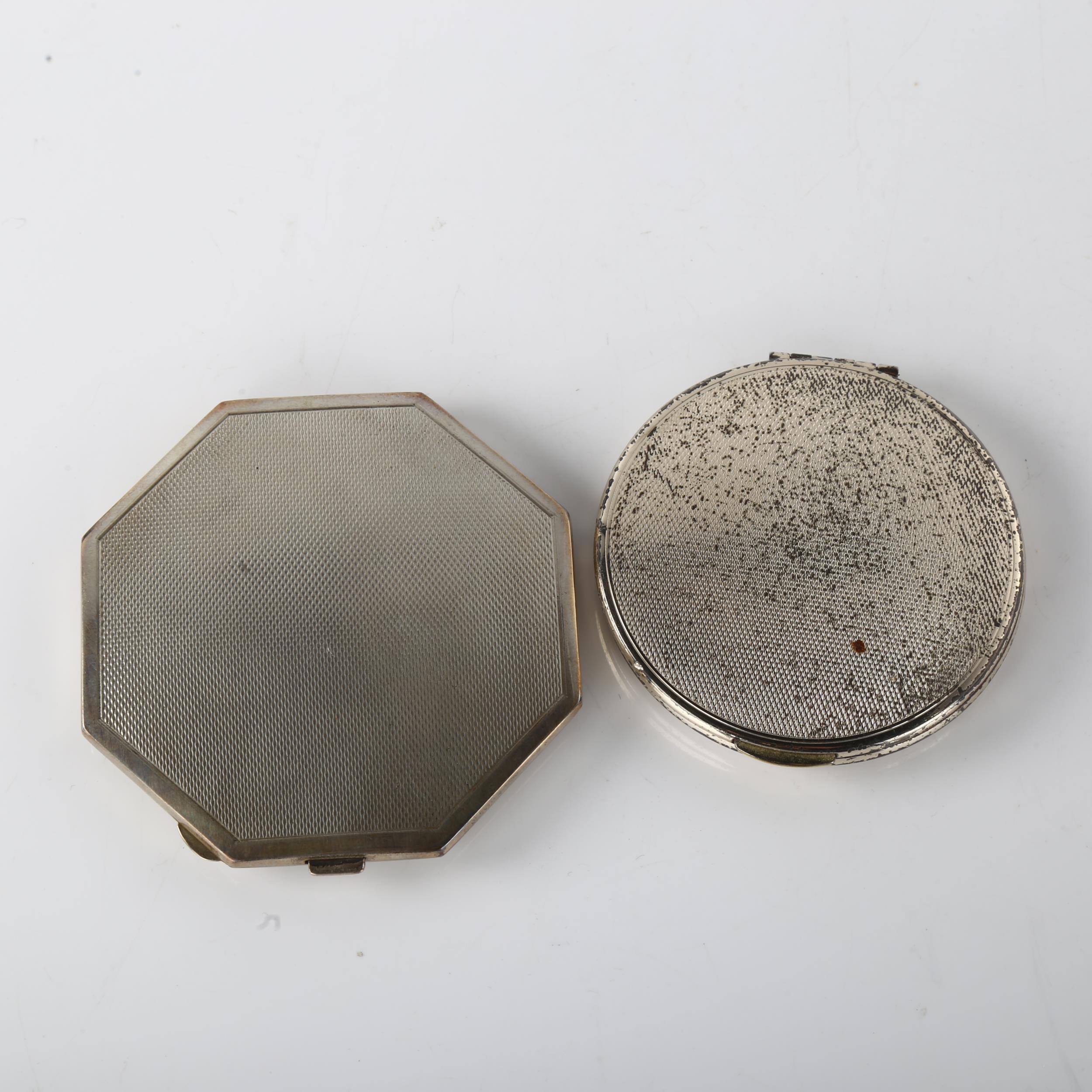 2 Elizabeth II silver compacts, maker's include Deakin & Francis, hallmarks Birmingham 1951, largest - Image 3 of 3