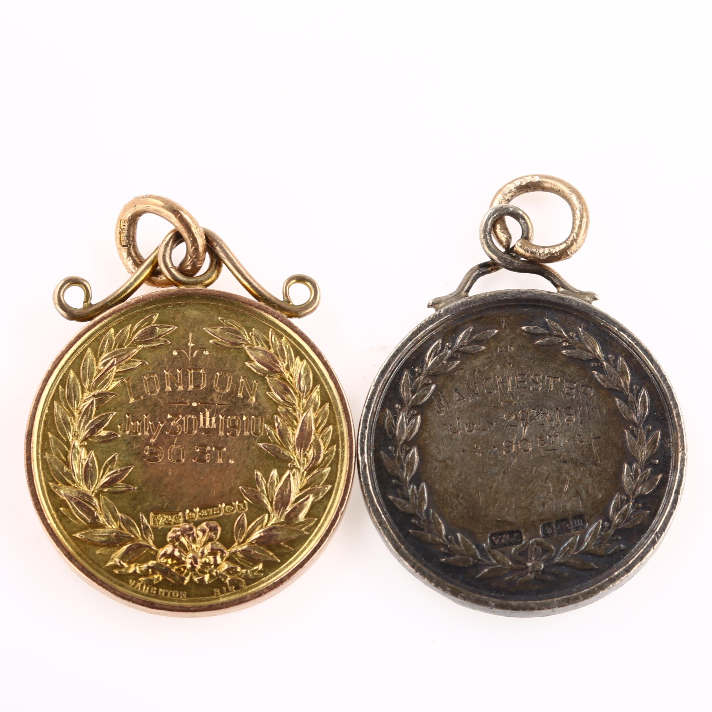 2 early 20th century Amateur Athletic Association Tug-of-War Championship medals, comprising 9ct - Image 3 of 4